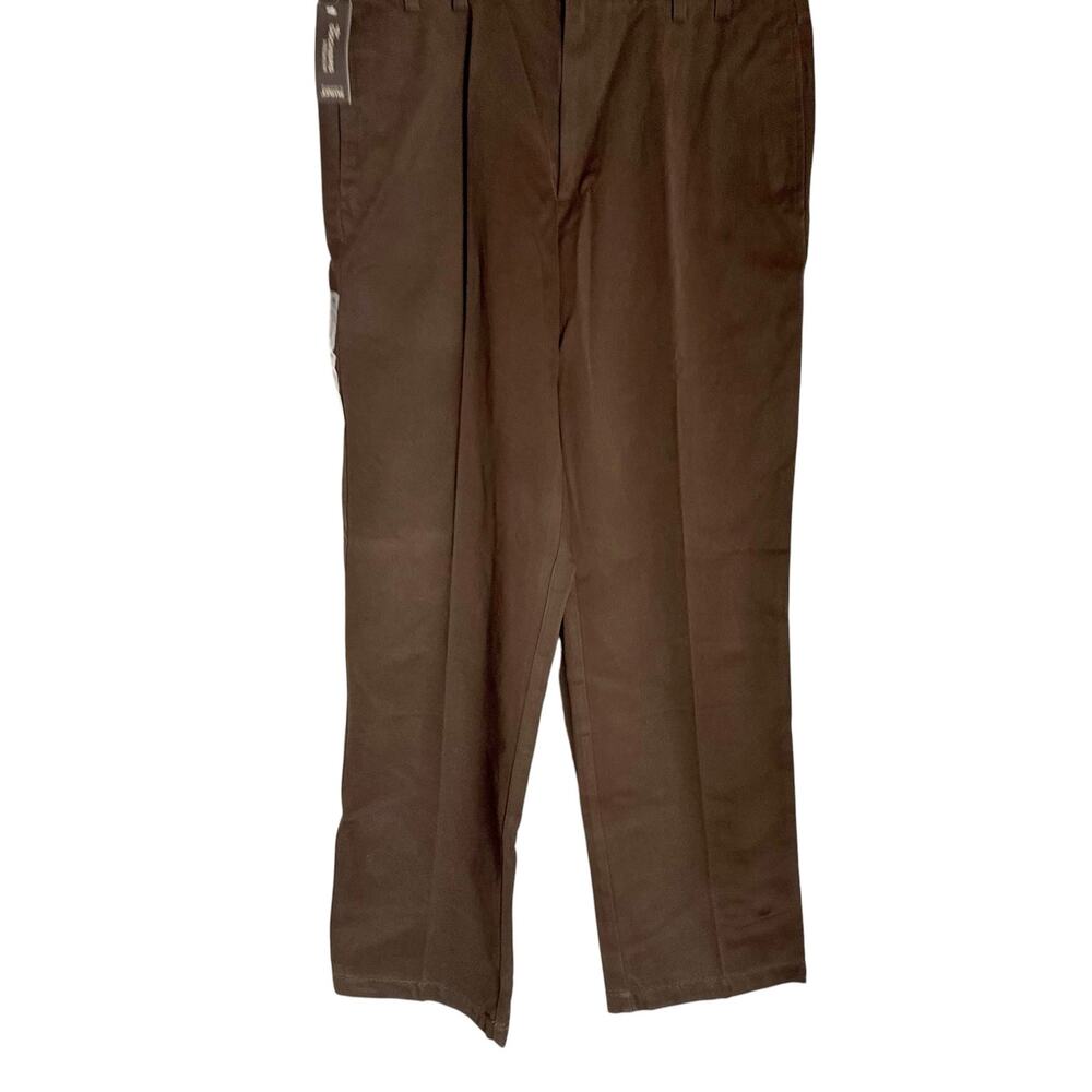 Dockers Flat Front Classic Fit Straight Brushed Cotton Khaki Brown Pants 34x32